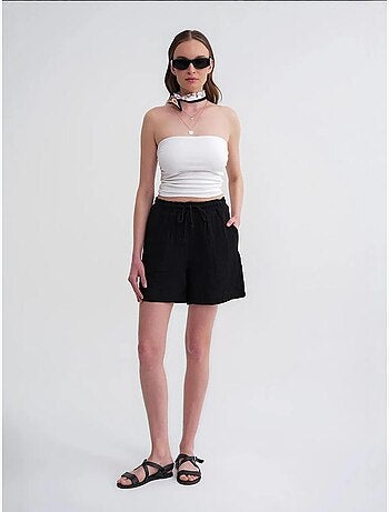 Shorts texturés à taille haute et jambe large mixray