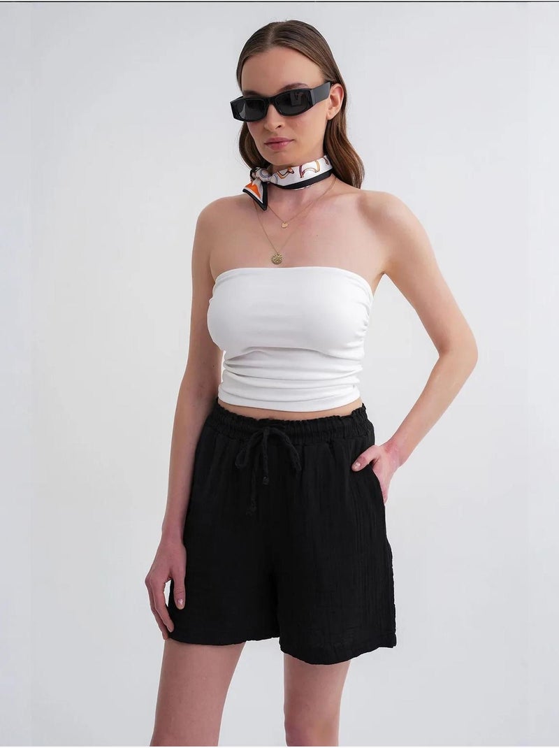 Shorts texturés à taille haute et jambe large mixray Noir - Kiabi