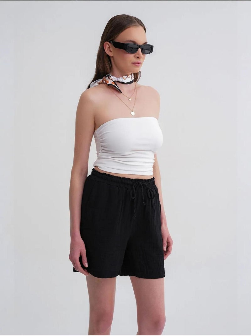 Shorts texturés à taille haute et jambe large mixray Noir - Kiabi