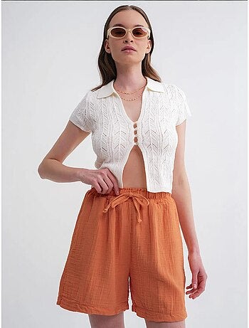 Shorts texturés à taille haute et jambe large mixray