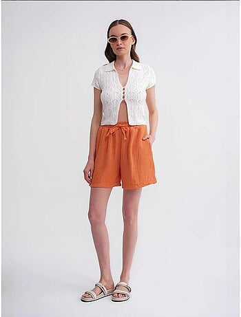 Shorts texturés à taille haute et jambe large mixray