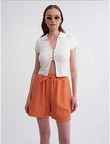 Shorts texturés à taille haute et jambe large mixray