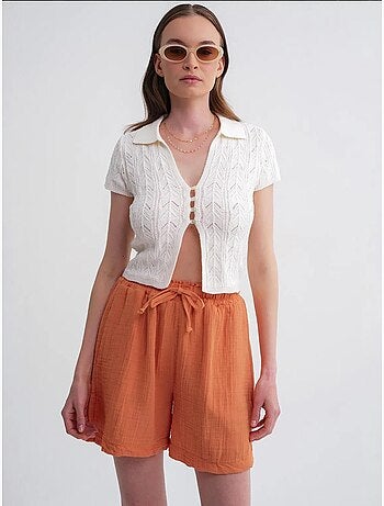 Shorts texturés à taille haute et jambe large mixray