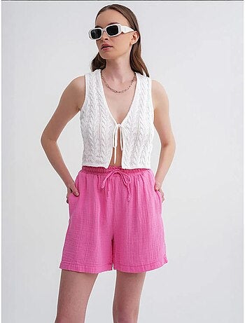 Shorts texturés à taille haute et jambe large mixray
