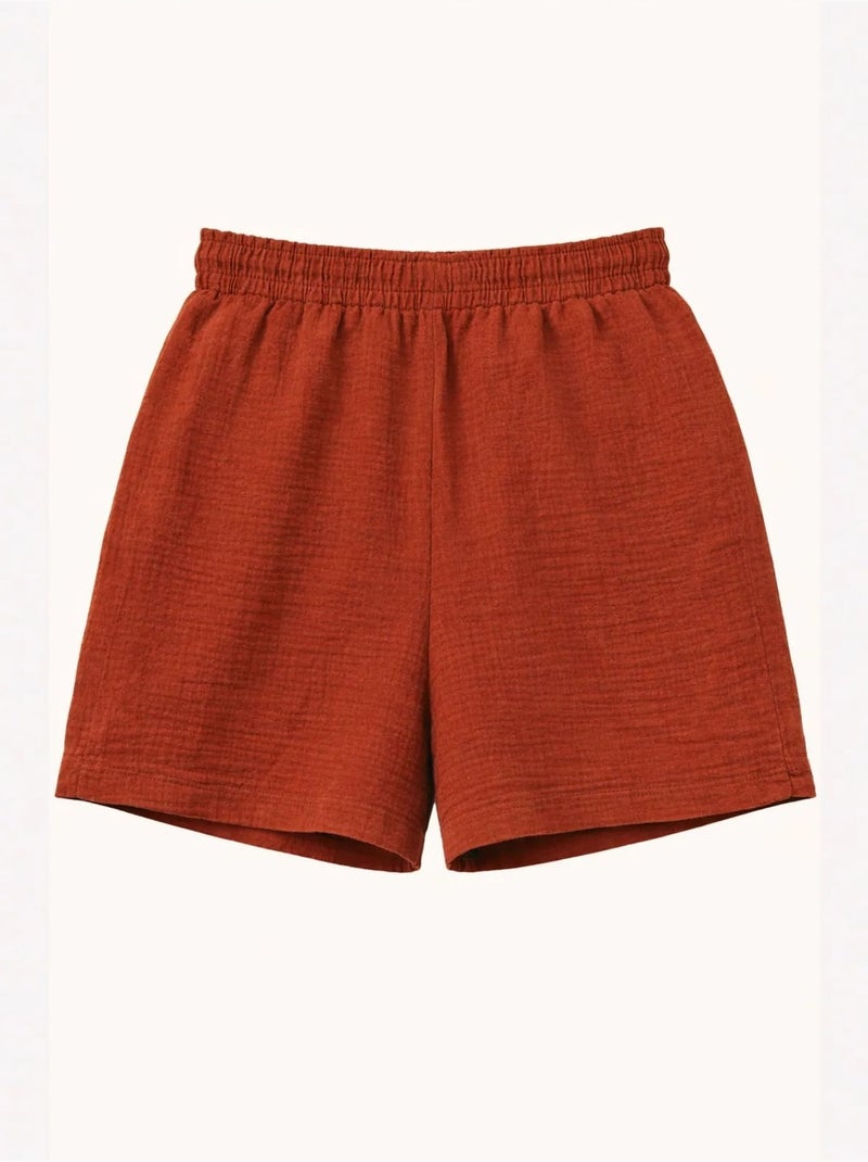 Shorts texturés à taille haute et jambe large mixray Rouge foncé - Kiabi
