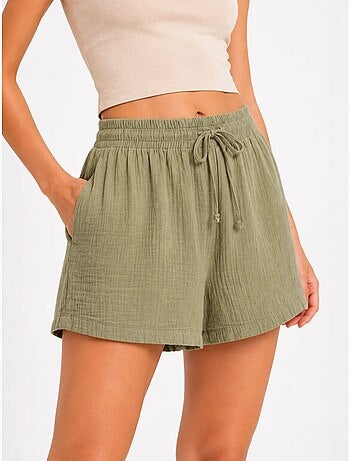 Shorts texturés à taille haute et jambe large mixray