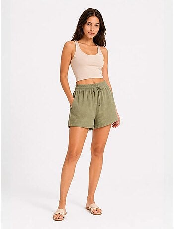 Shorts texturés à taille haute et jambe large mixray