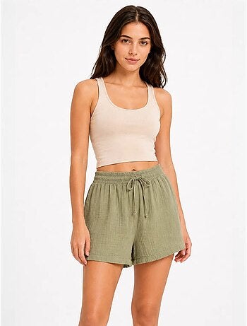 Shorts texturés à taille haute et jambe large mixray