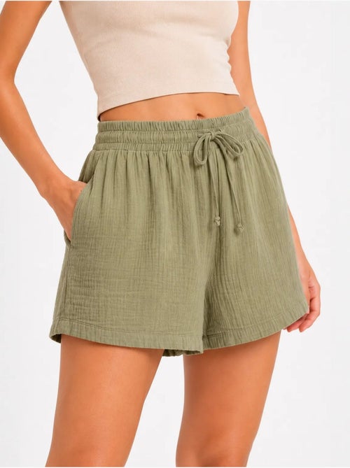 Shorts texturés à taille haute et jambe large mixray - Kiabi