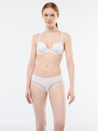 Shorty côtelé avec dentelle