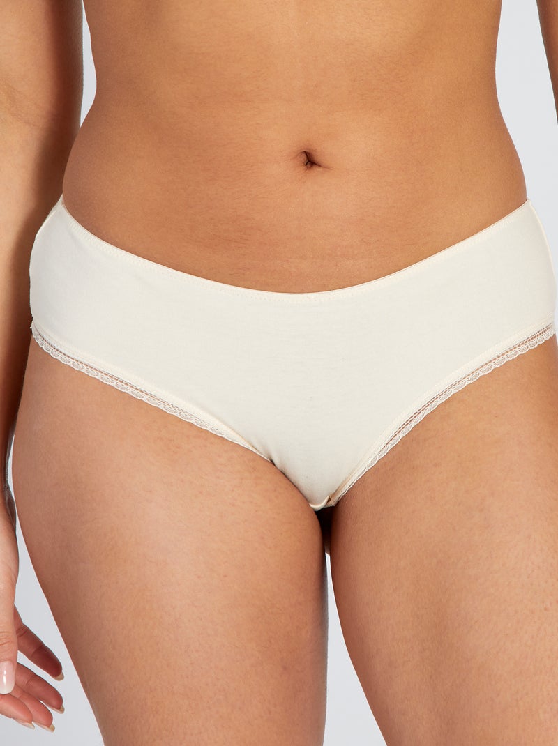 Shorty coton galons dentelle beige - Kiabi