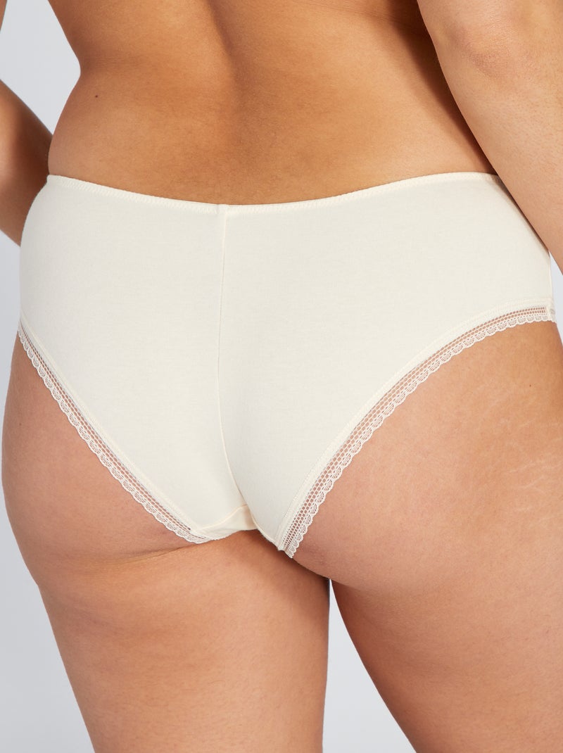 Shorty coton galons dentelle beige - Kiabi