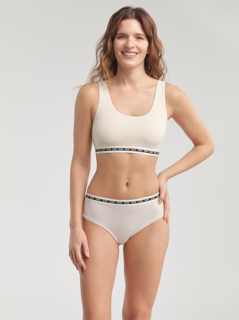 Shorty coton modal à ceinture contrastée Icons Seamless Blanc cassé - Kiabi