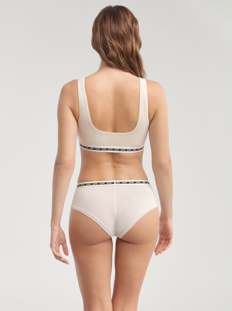 Shorty coton modal à ceinture contrastée Icons Seamless Blanc cassé - Kiabi
