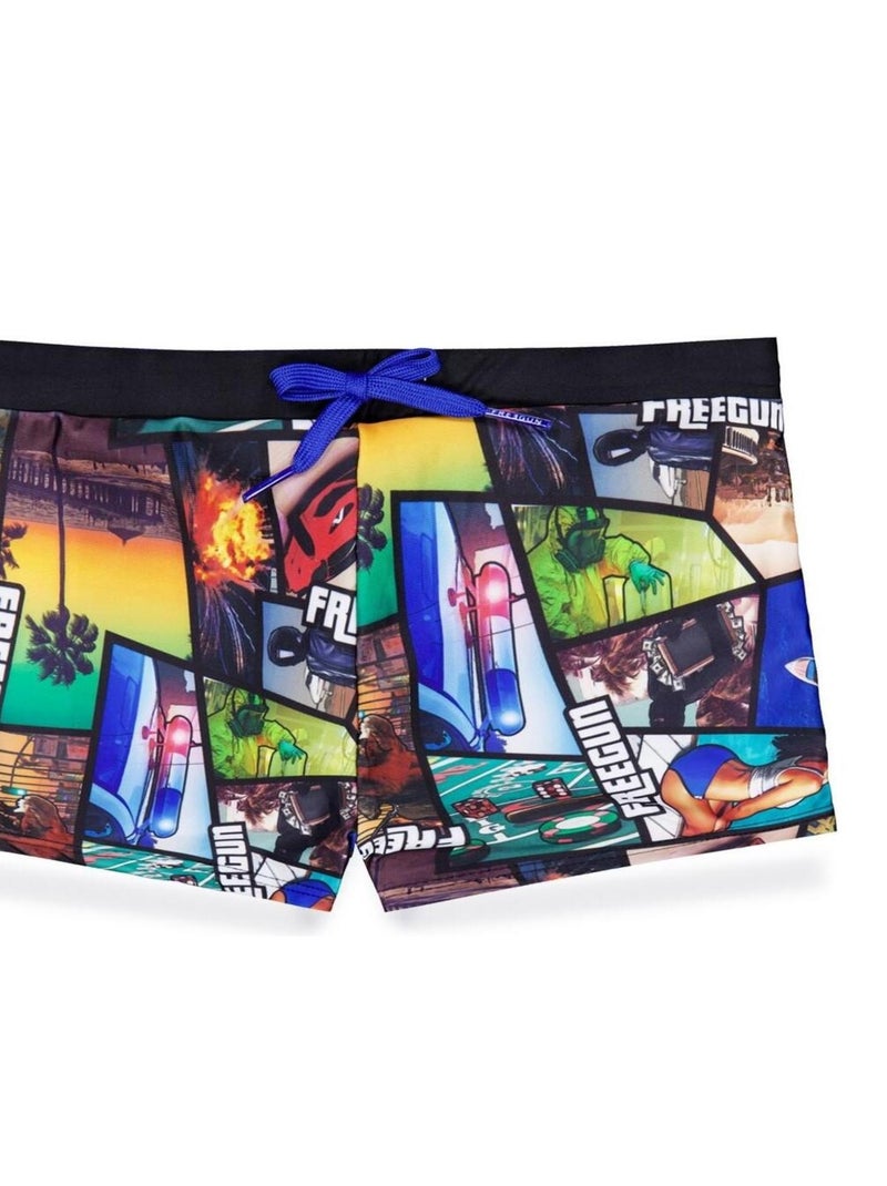 Shorty de bain garçon allover print Freegun Rouge - Kiabi