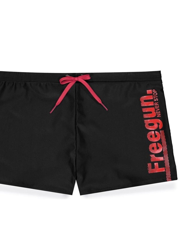 Shorty de bain garçon uni avec logo Freegun Noir - Kiabi