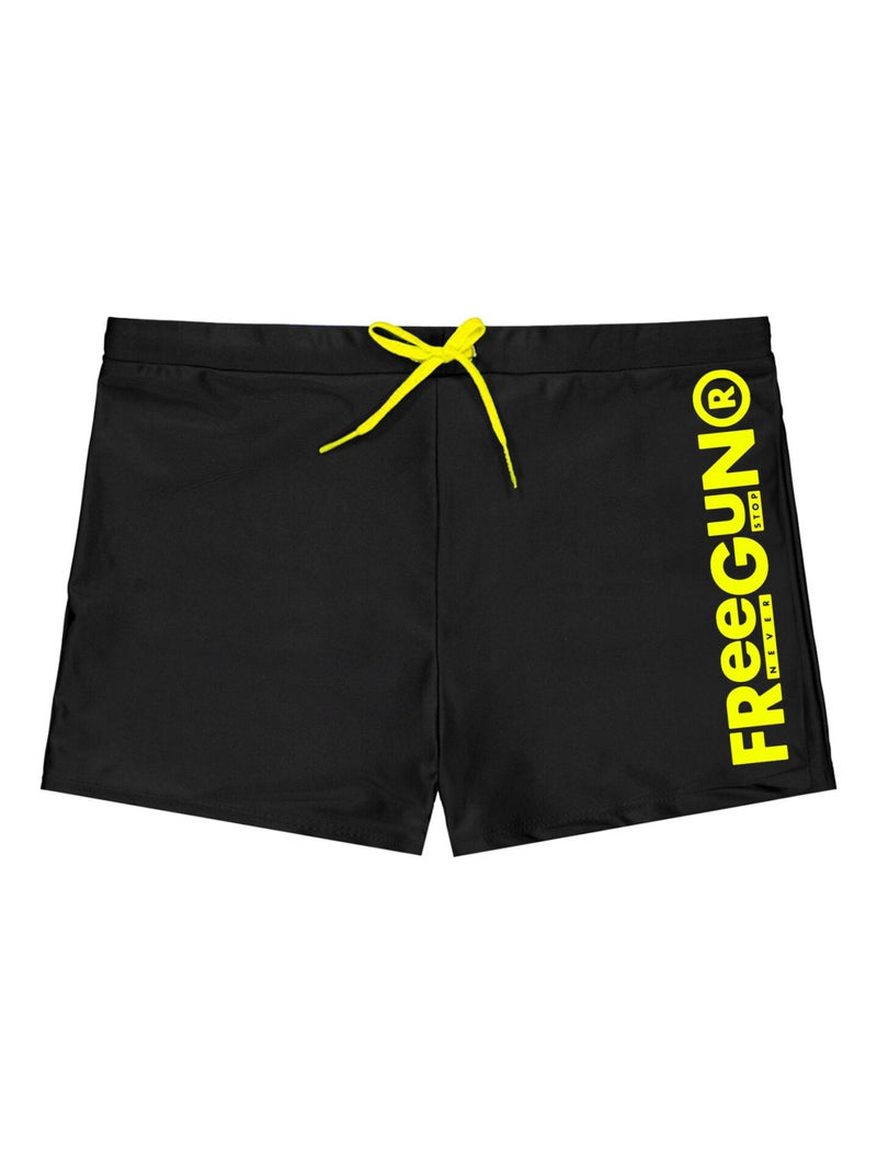 Shorty de bain homme uni avec logo rubber print couleur Freegun Noir - Kiabi