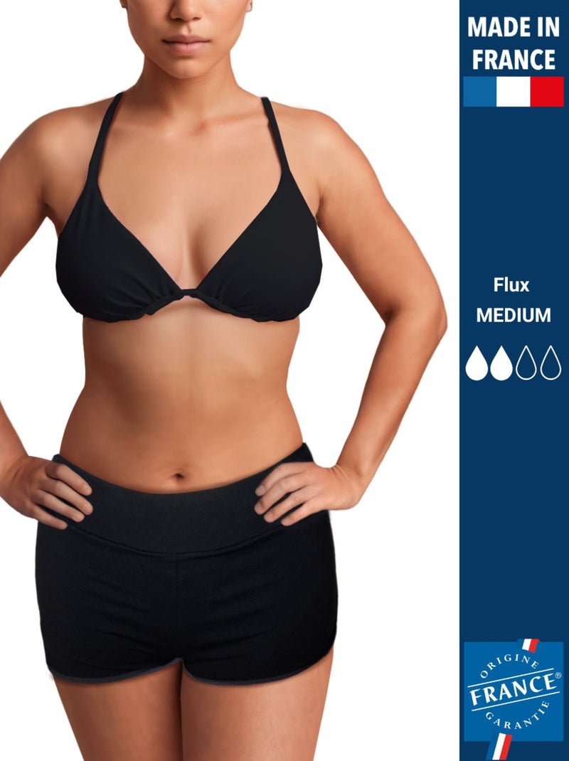 Shorty de bain menstruel - Flux Medium Noir - Kiabi