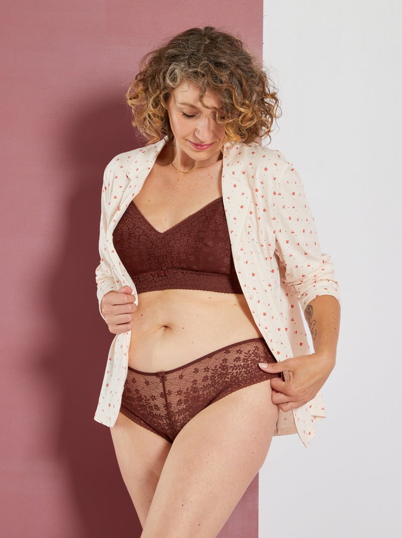 Shorty dentelle marron rougi - Kiabi