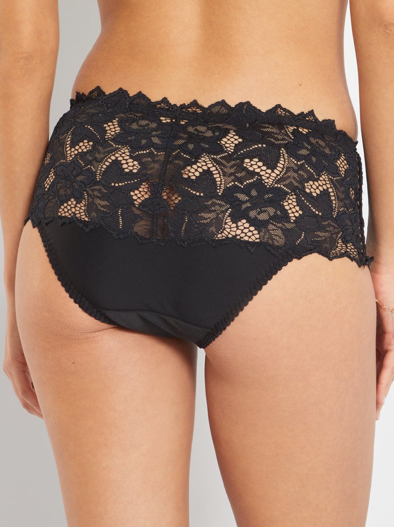 Shorty dentelle 'Sans Complexe' noir - Kiabi