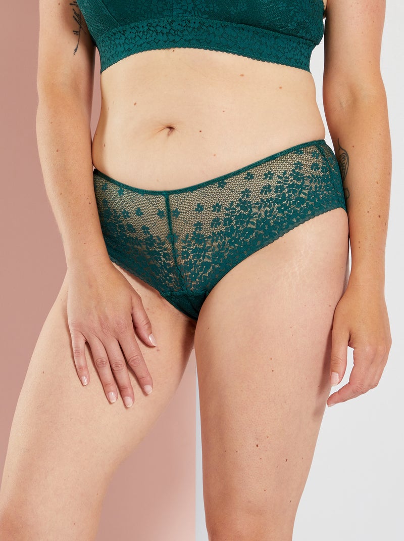 Shorty dentelle vert - Kiabi