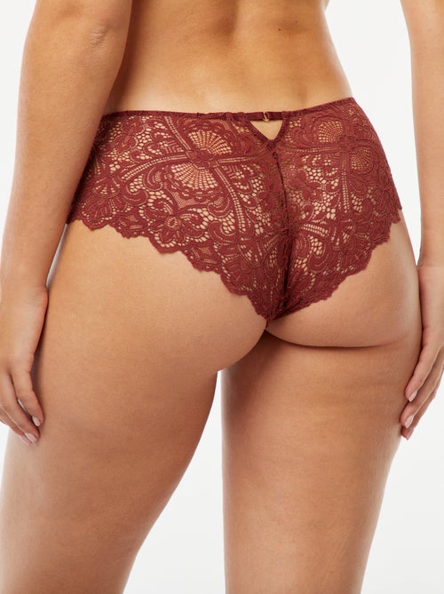 Shorty en dentelle ajourée avec bijou fantaisie - Kiabi