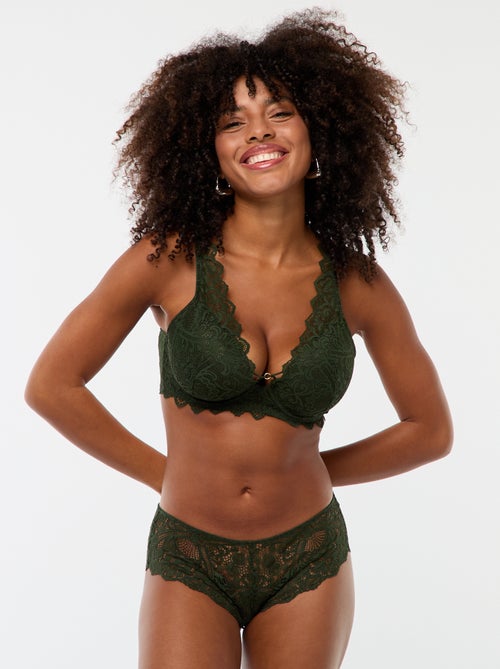 Shorty en dentelle ajourée avec bijou fantaisie - Kiabi