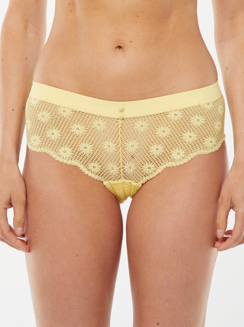 Shorty en dentelle ajourée et fleurie - Kiabi