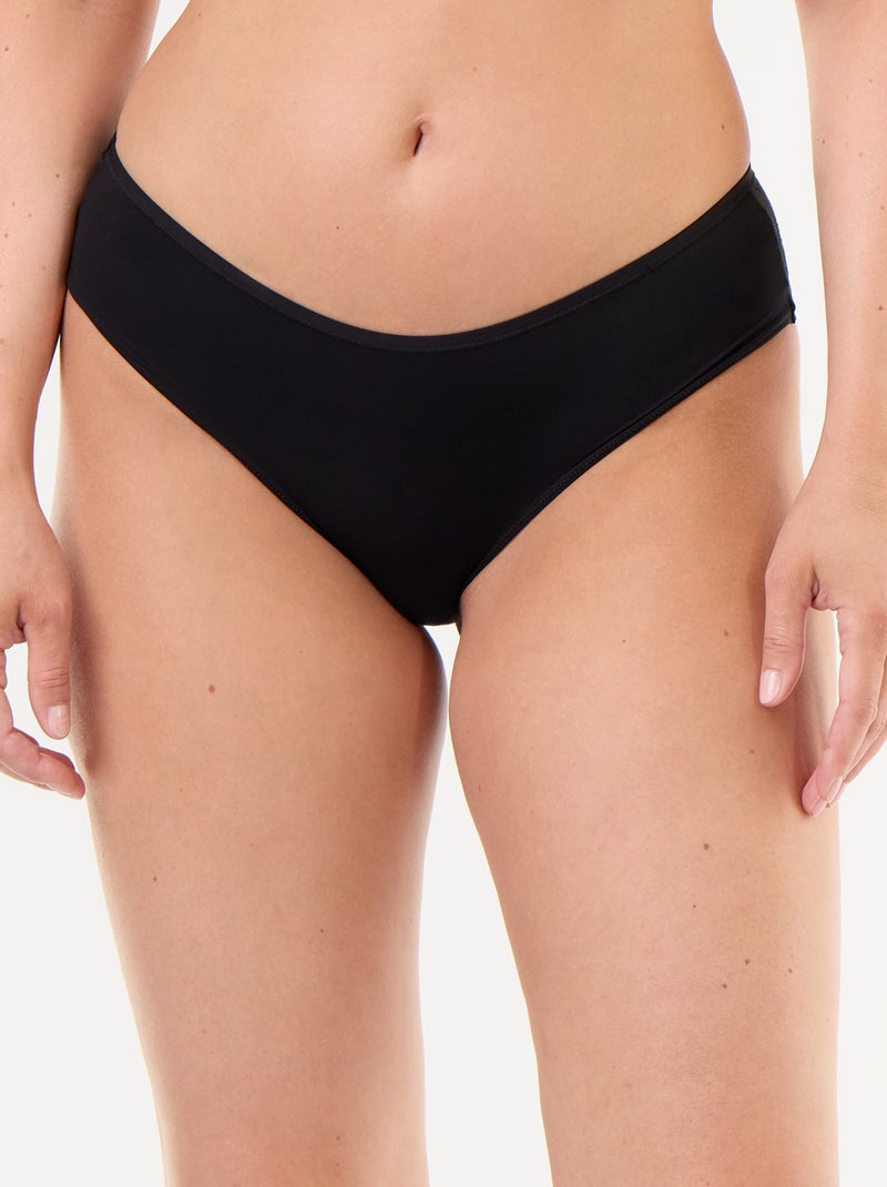 Shorty en dentelle bimatière Noir - Kiabi