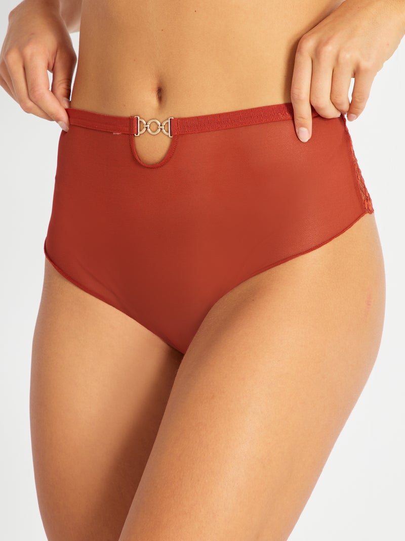 Shorty en dentelle et tulle Rouge - Kiabi