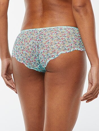 Shorty en dentelle fleurie ajourée