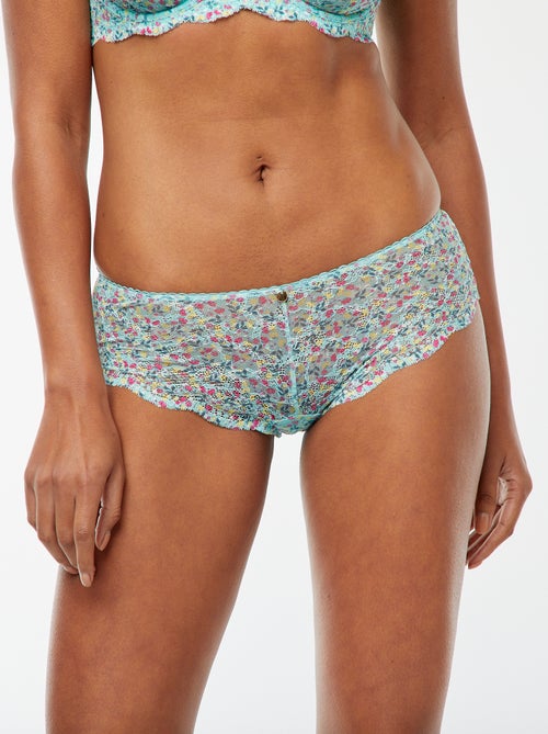 Shorty en dentelle fleurie ajourée - Kiabi