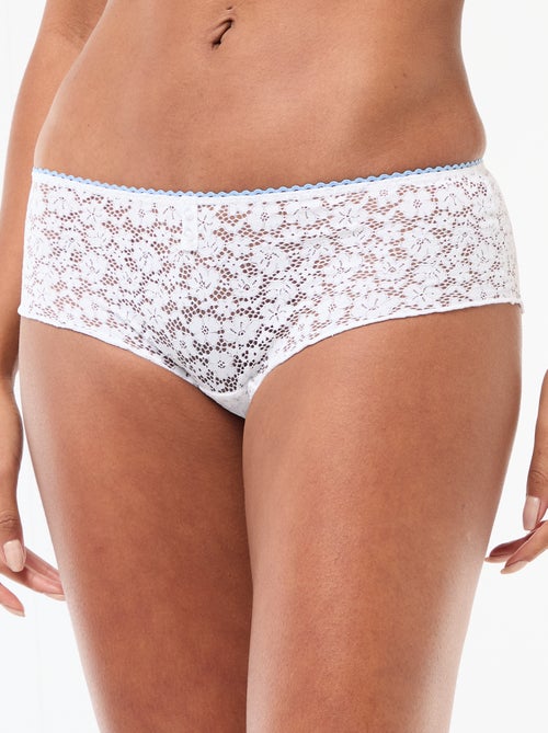 Shorty en dentelle fleurie transparente - Kiabi