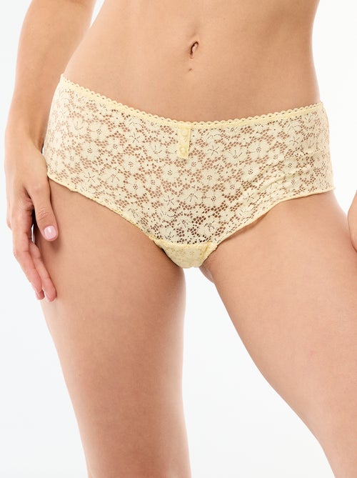 Shorty en dentelle fleurie transparente - Kiabi