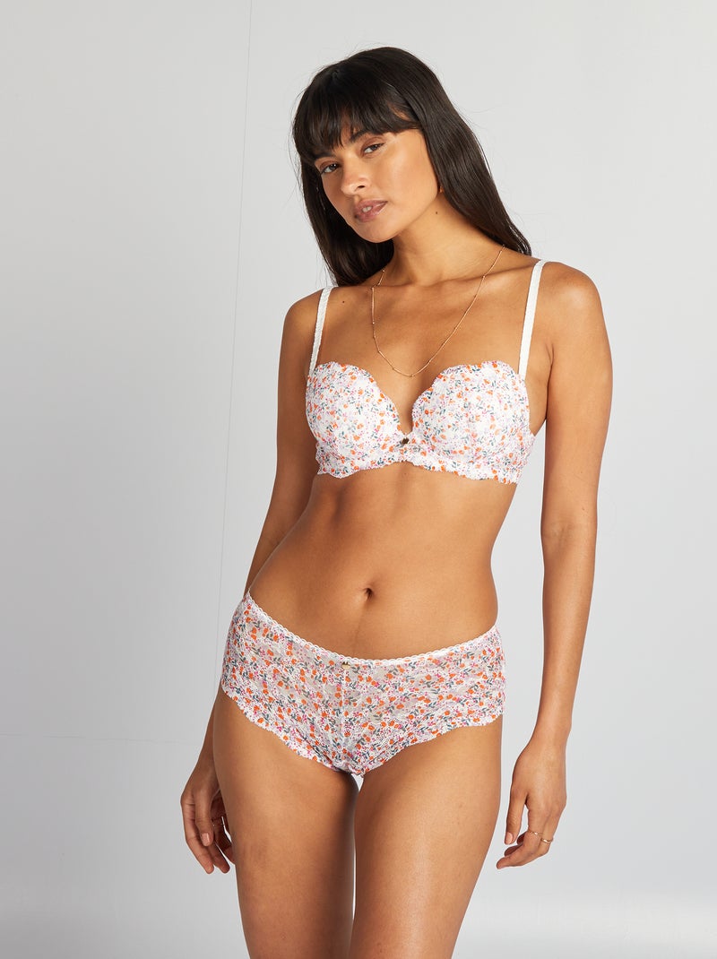 Shorty en dentelle imprimé fleuri Rose fleuri - Kiabi