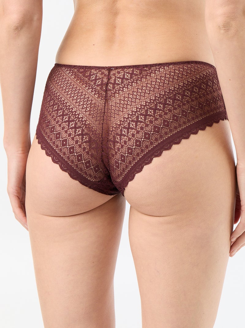 Shorty en dentelle Marron - Kiabi