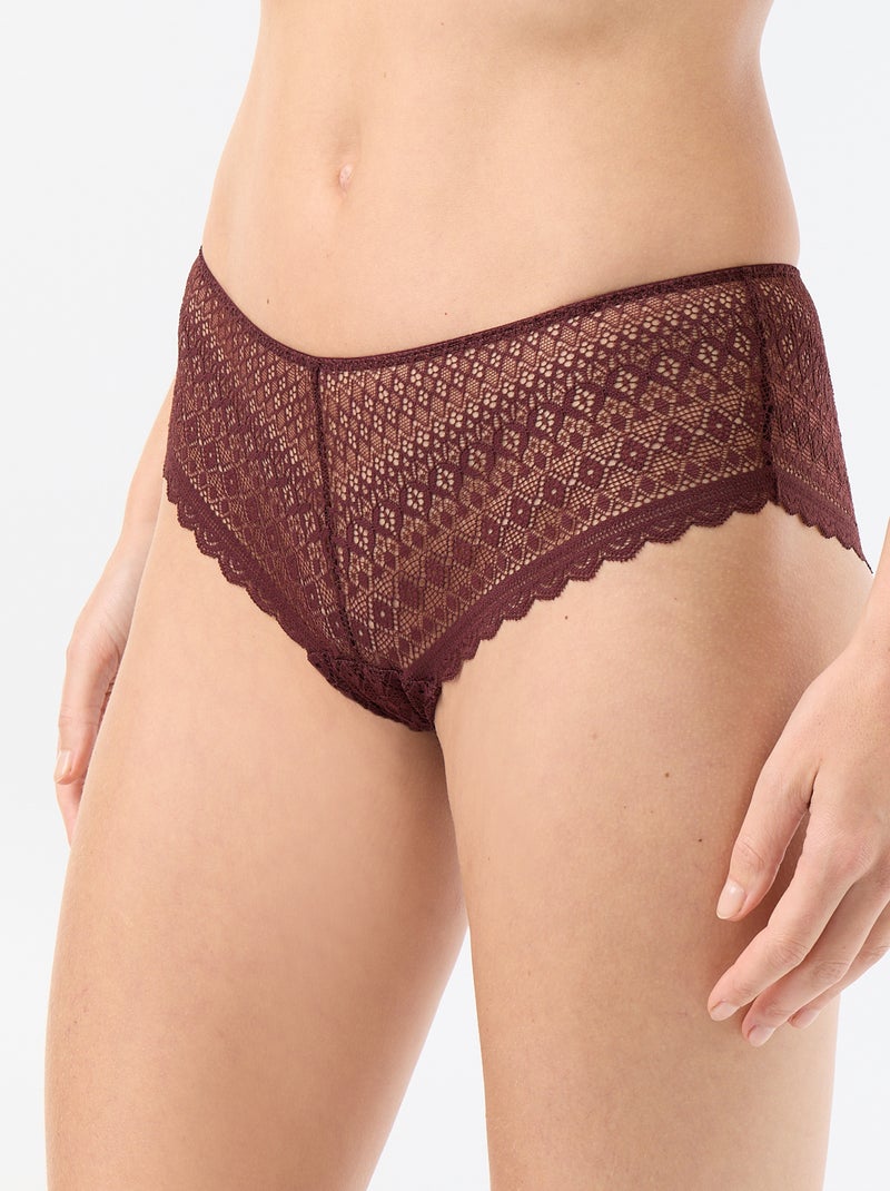 Shorty en dentelle Marron - Kiabi