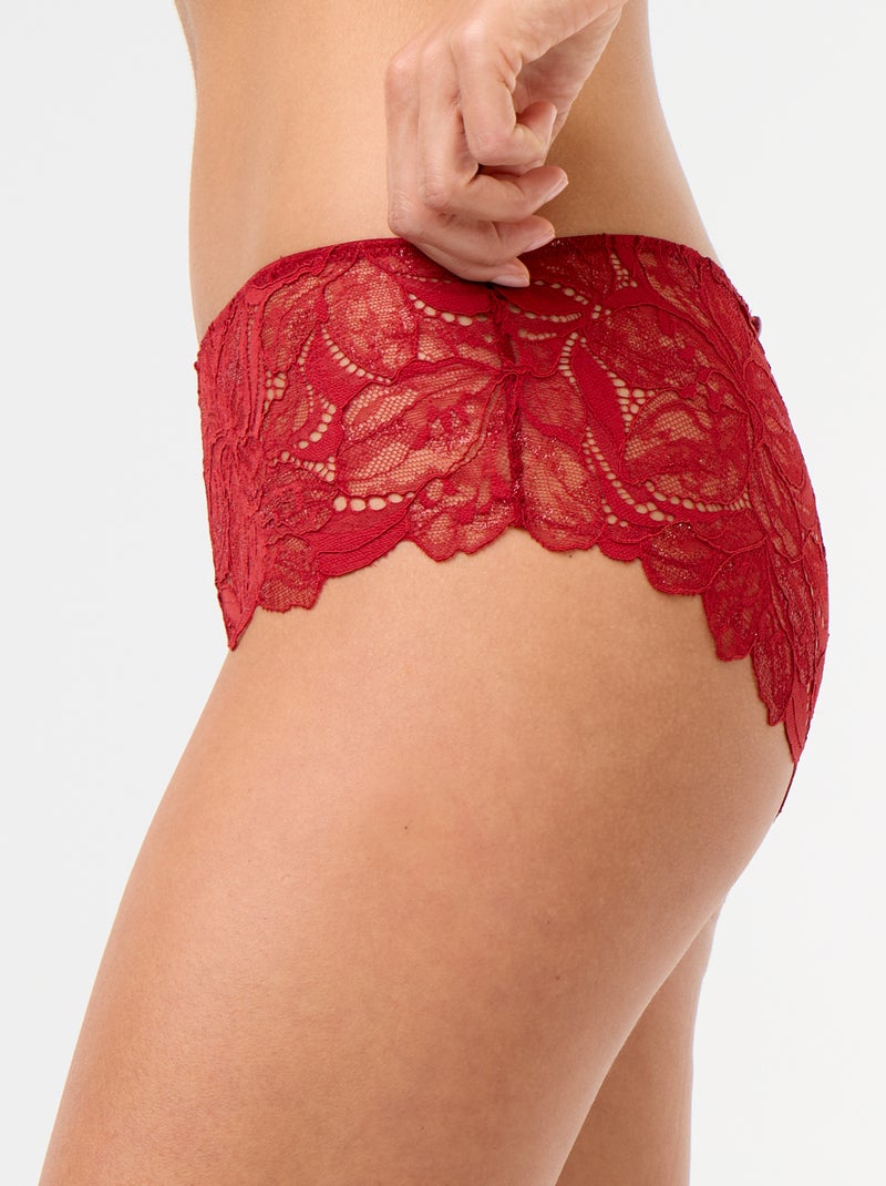 Shorty en dentelle pailletée Rouge - Kiabi