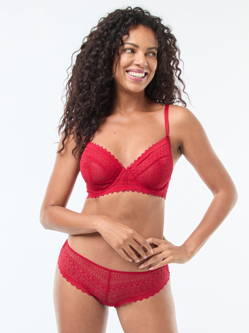 Shorty en dentelle Rouge - Kiabi