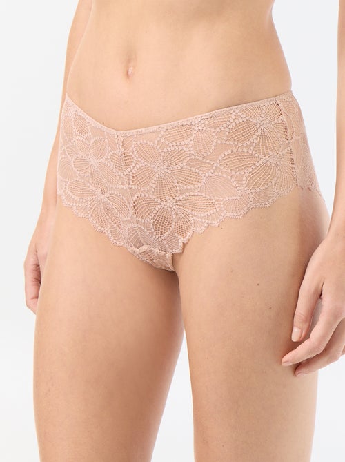 Shorty en dentelle transparente fleurie - Kiabi