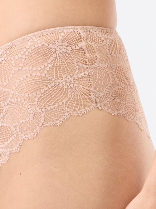 Shorty en dentelle transparente fleurie - Kiabi