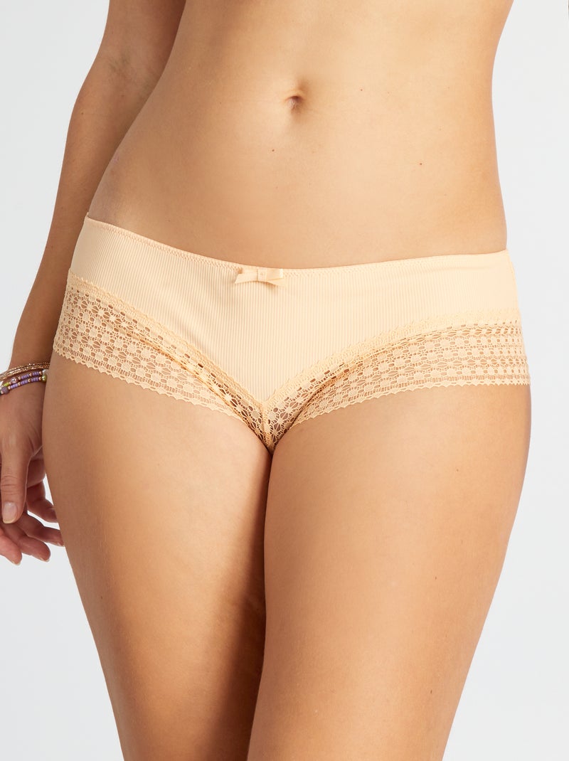 Shorty en galon dentelle Orange - Kiabi
