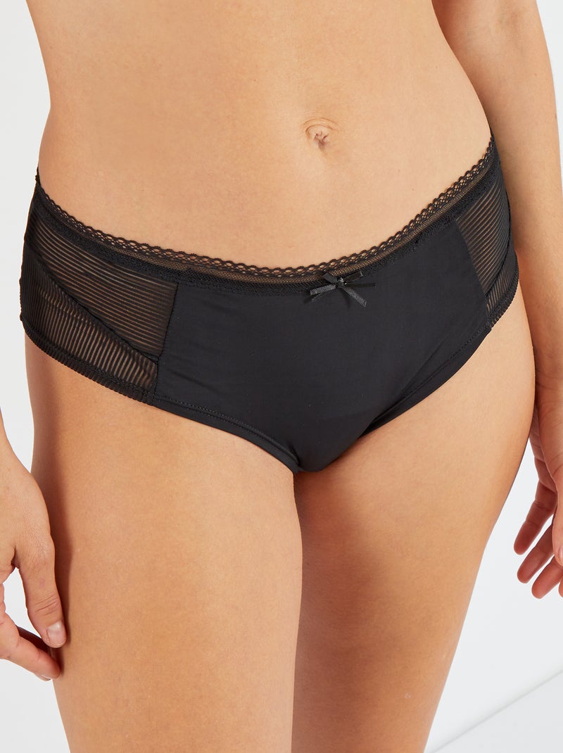 Shorty en microfibre 'Envie de lingerie' noir - Kiabi