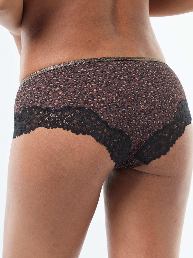 Shorty en microfibre imprimé Marron - Kiabi