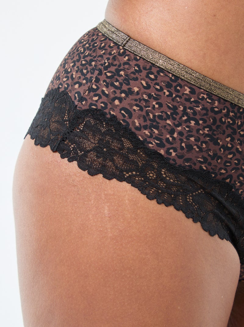 Shorty en microfibre imprimé Marron - Kiabi