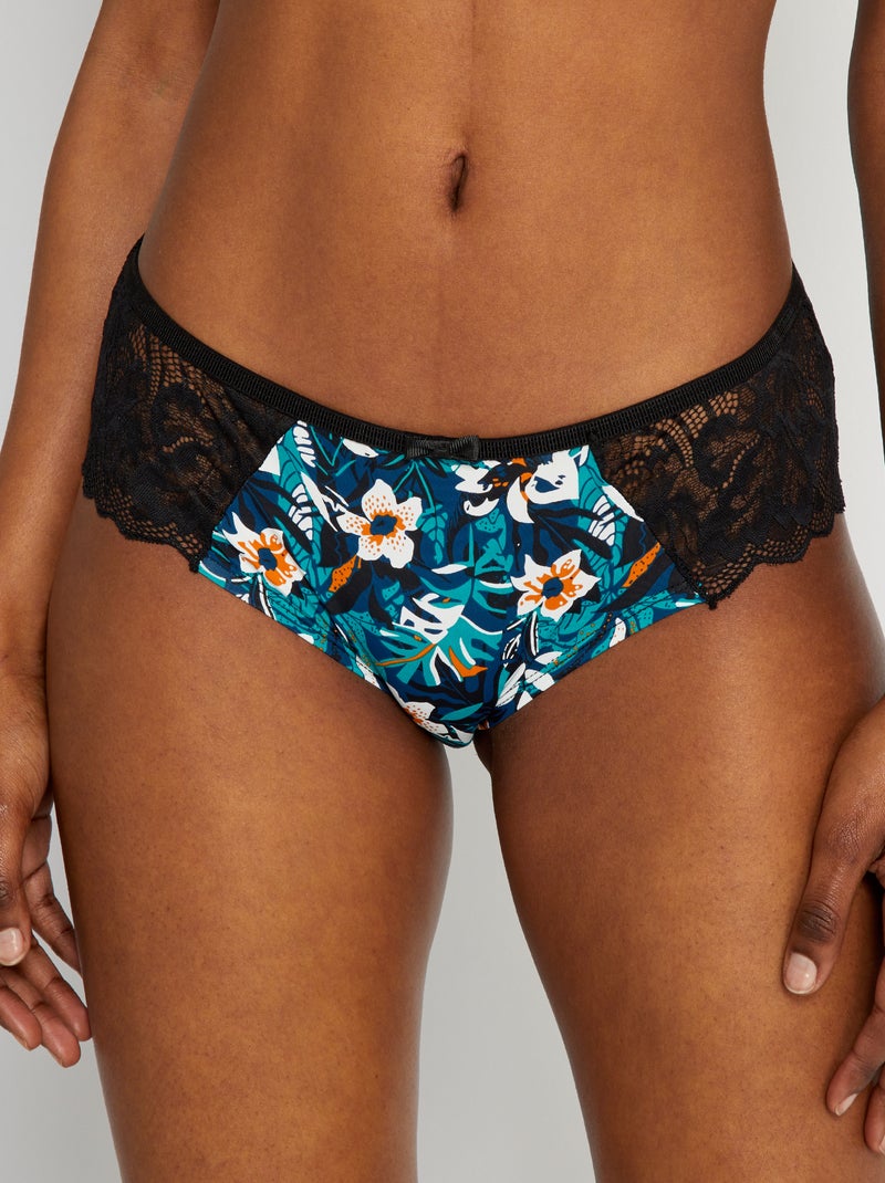 Shorty 'Envie de Lingerie' bleu/vert - Kiabi