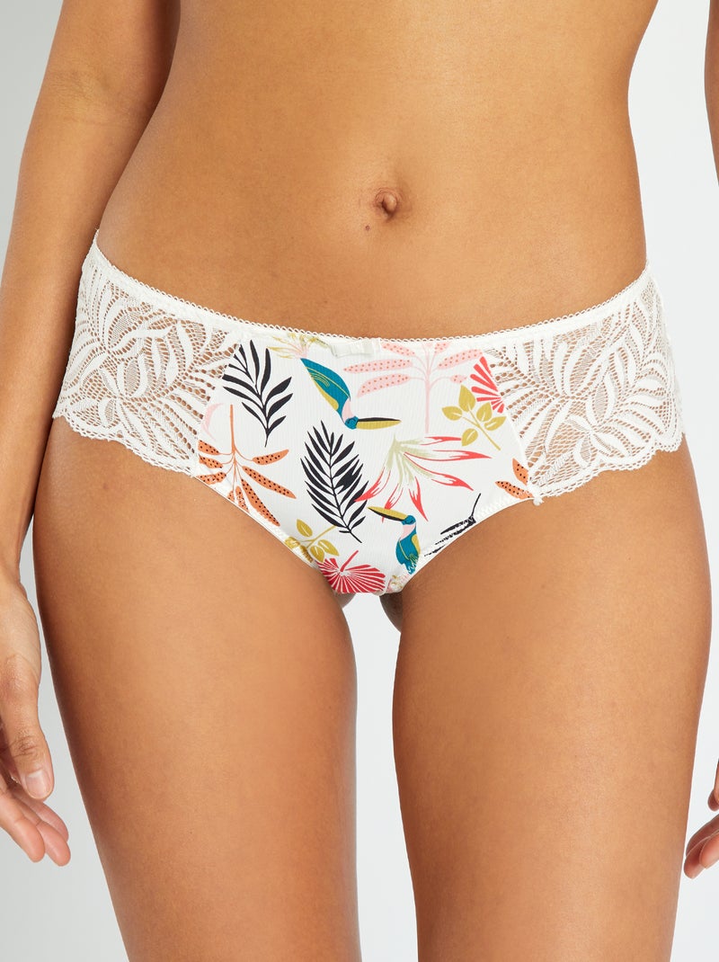 Shorty 'Envie de Lingerie' écru imprimé - Kiabi