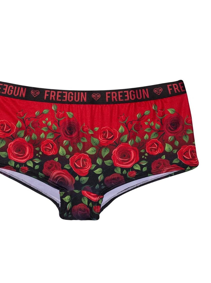 Shorty fille Flower Power Rose Freegun Rouge - Kiabi