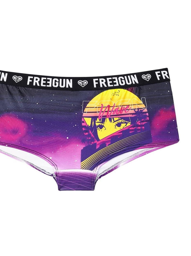 Shorty fille Manga Neon Wave Freegun Violet - Kiabi