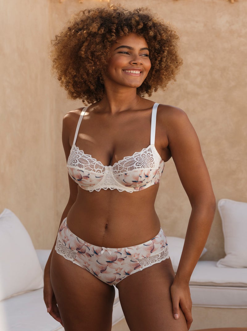Shorty Flora Sans Complexe Blanc Marron Bleu - Kiabi
